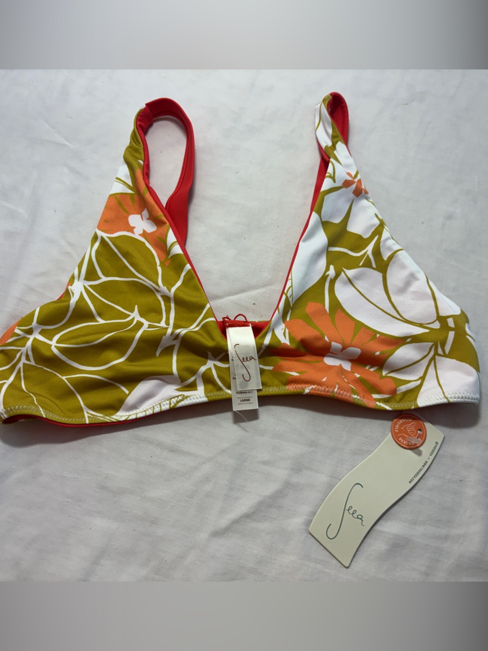 Seea Brasilla Reversible Bikini Top, Jani, Large, top only, NWT